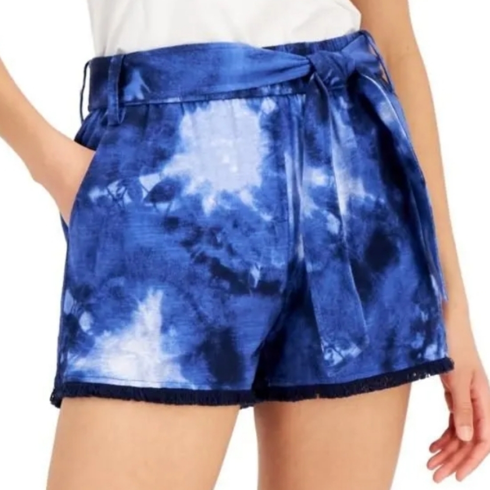 Inc International Co Womens High Rise Tie-Dye Belted Shorts Aqua Size XS